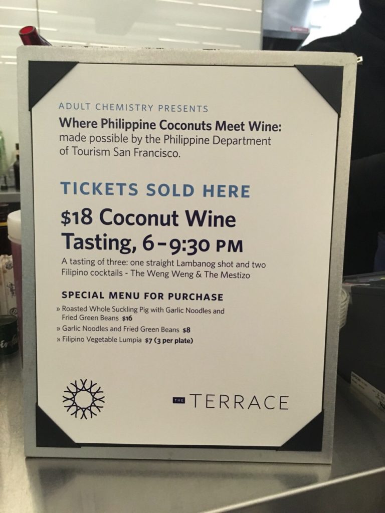 <photo> Adult Chemistry Menu featured Philippine Lambanog cocktails and Philippine cuisine at the California Academy of Sciences Nightlife Event on February 22, 2018